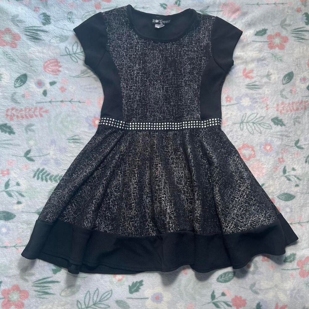 2 Heart Tween Glitter Rhinestone Skater Dress Y2K Tumblr Grunge Mall Goth 2000s